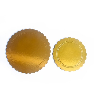 Blonda en Carton Dorada Circular con Dise&ntilde;o para Ponque y Tortas