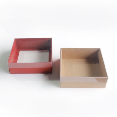 Caja de Cart&oacute;n diferentes colores rectangular con tapa en acetato transparente para souvenirs y recordatorios